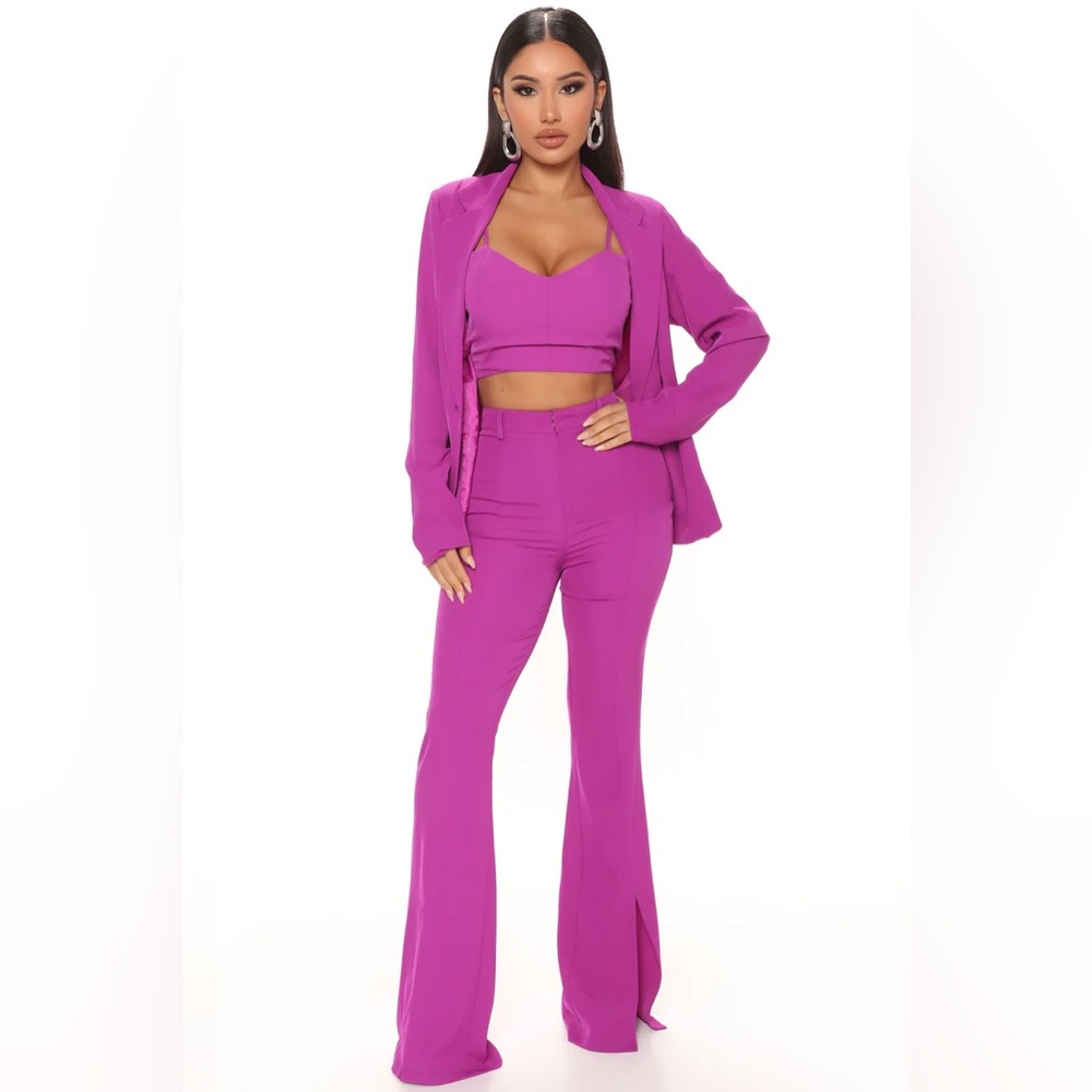 Fashion Nova 3-Piece Suit Set - Fuchsia, Size L